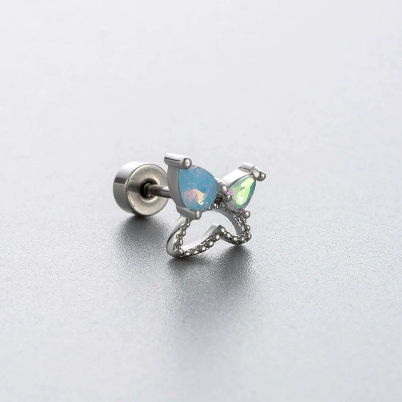 Titanium Steel Geometric Zirconia Niche Women's Earrings - Image 2