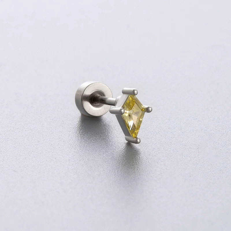 Titanium Steel Geometric Zirconia Women's Puncture Earrings - Image 7