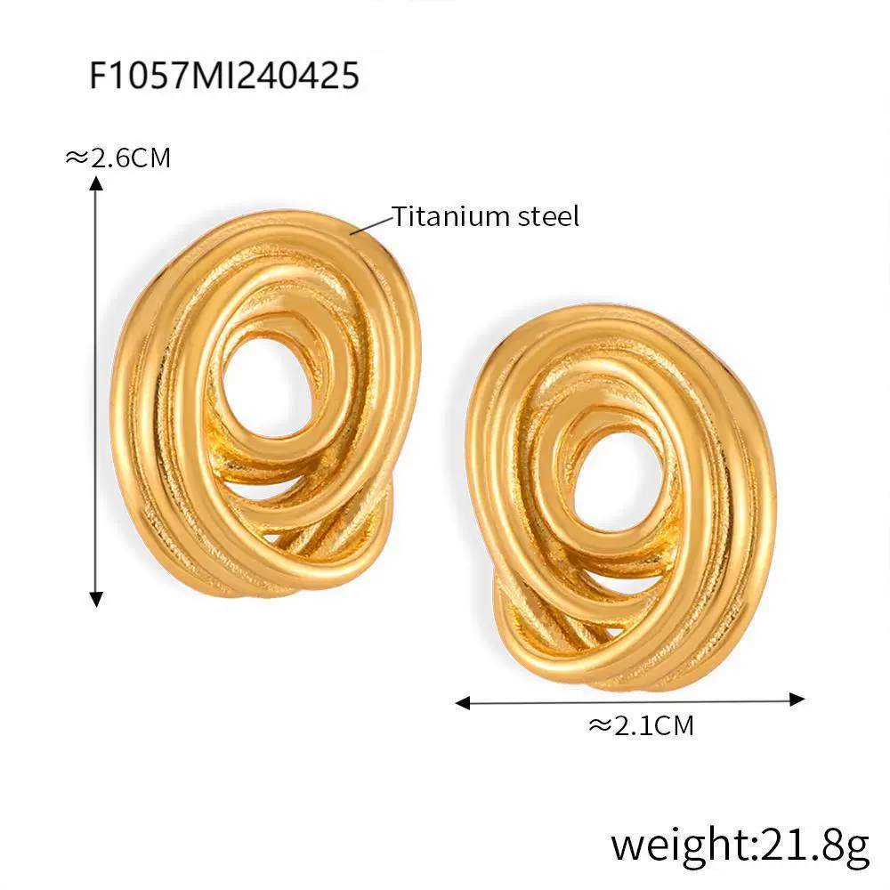 Titanium Steel Goldplated Geometric Hollow Texture Women's Fashion Creative Earrings - Image 8