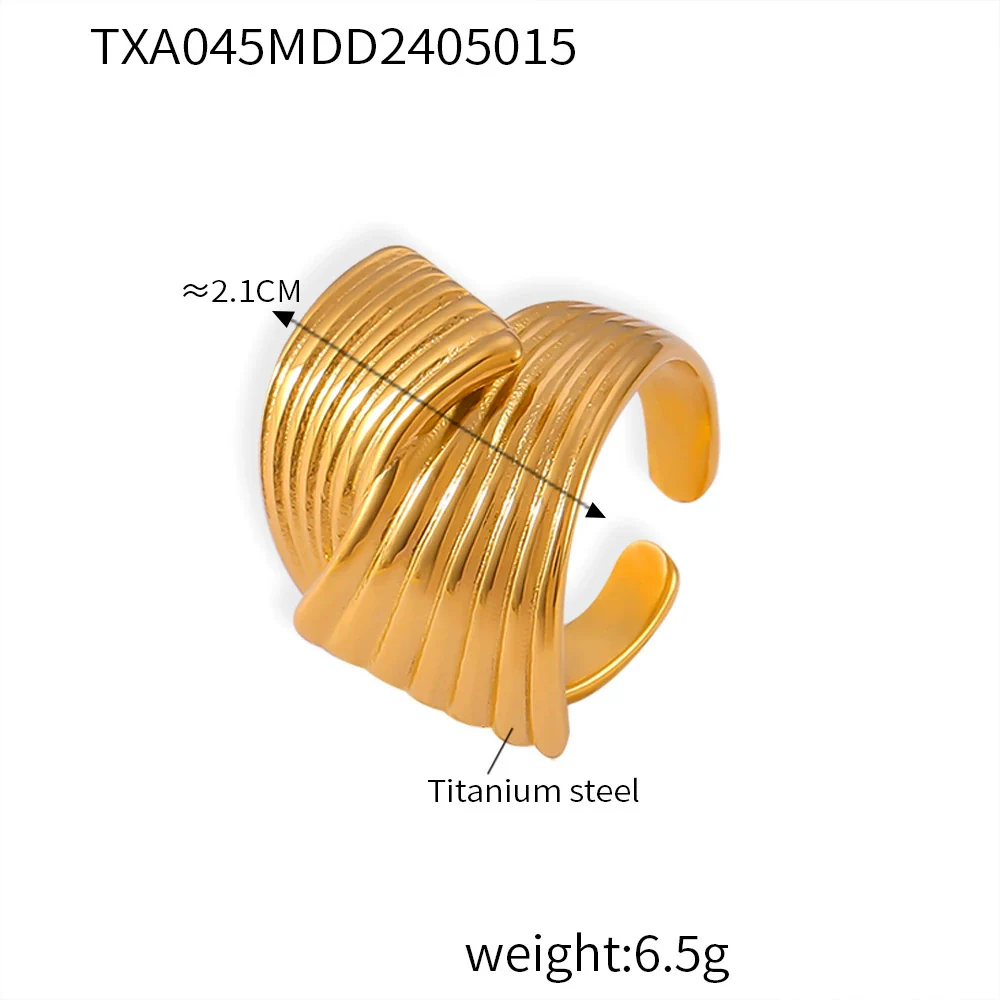 Titanium Steel Hand Polished Electroplated Line Pattern Women's Earrings Simple Design - Image 7