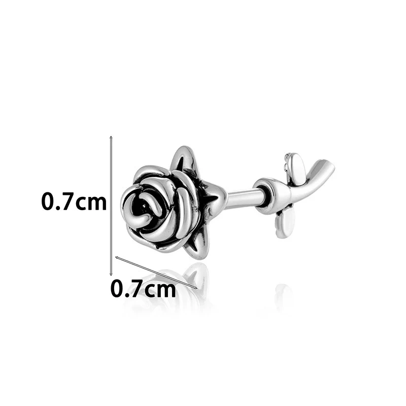Titanium Steel Heart Shape Piercing Earrings With Electroplating French Retro Punk Style For Women - Image 12