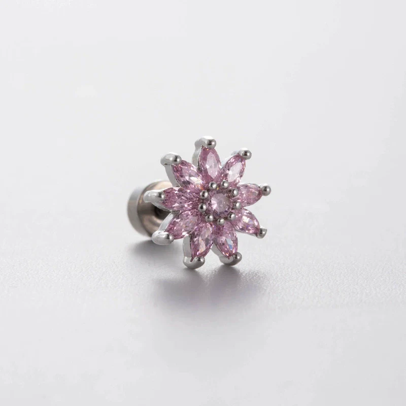 Titanium Steel Heart Shape Pink Zircon Ear Nail Sweet Style Earrings - Image 10