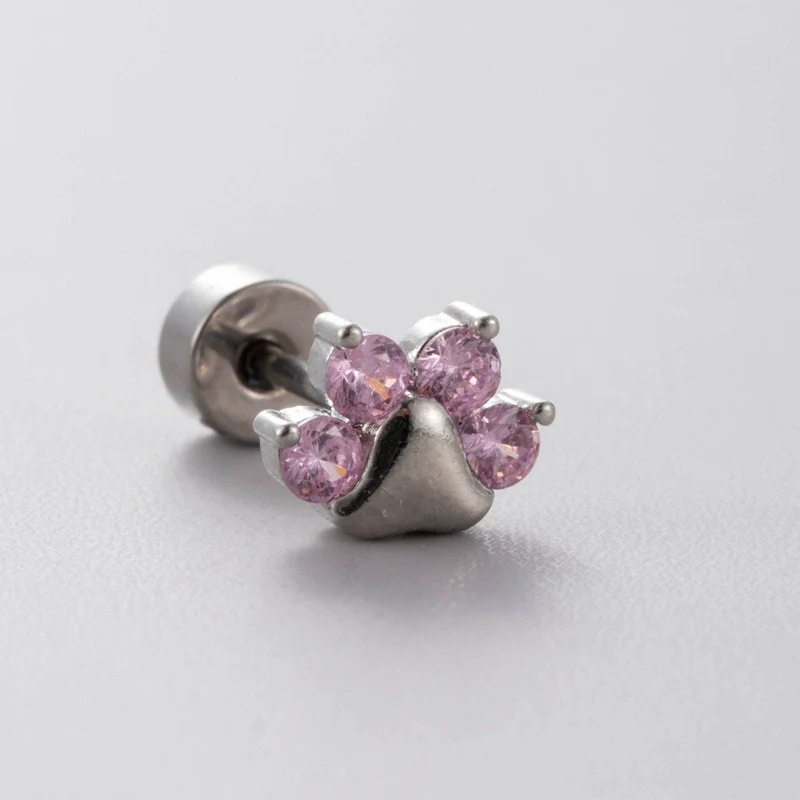 Titanium Steel Heart Shape Pink Zircon Ear Nail Sweet Style Earrings - Image 7