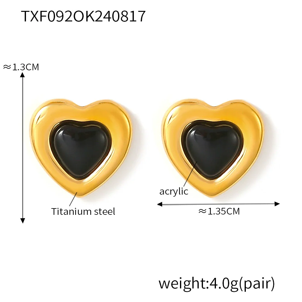 Titanium Steel Heart Shape Retro Minimalist Electroplated Necklace And Earrings For Women - Image 6