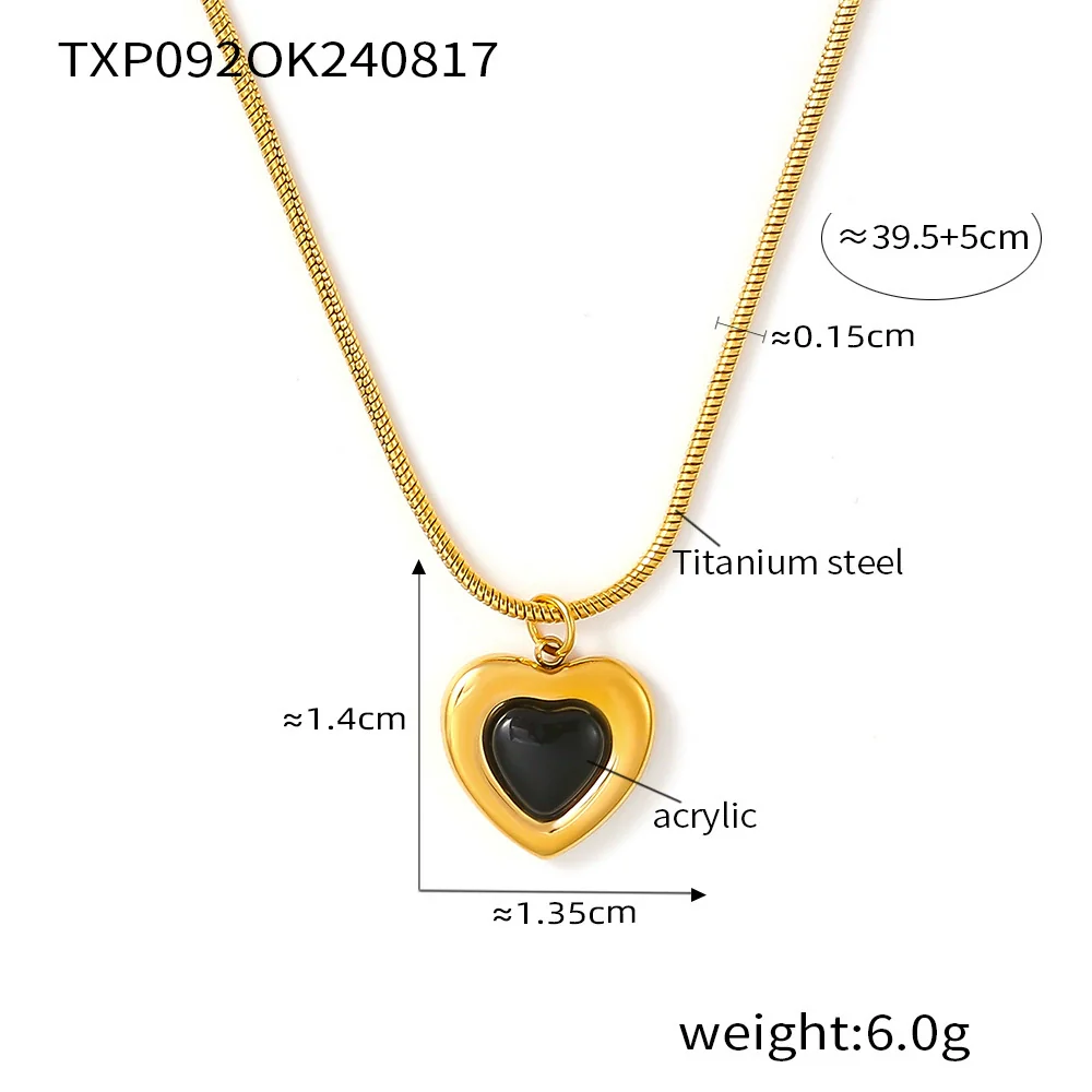 Titanium Steel Heart Shape Retro Minimalist Electroplated Necklace And Earrings For Women - Image 7