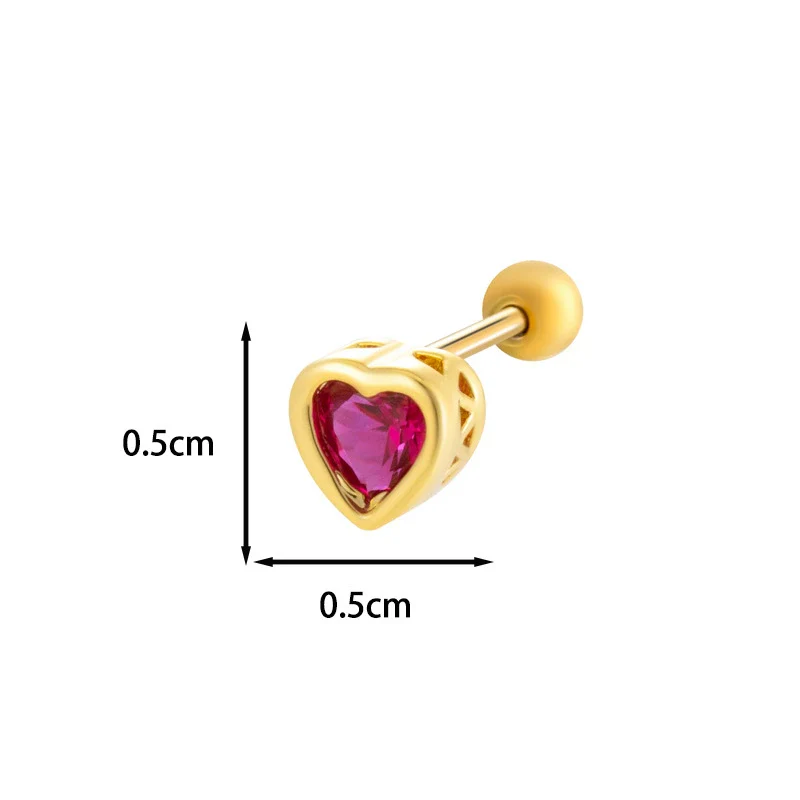 Titanium Steel Heart Shaped Inlaid Zircon Women's Piercing Earrings With Small Fresh Style - Image 10