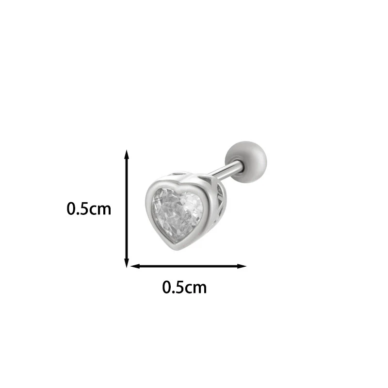 Titanium Steel Heart Shaped Inlaid Zircon Women's Piercing Earrings With Small Fresh Style - Image 11