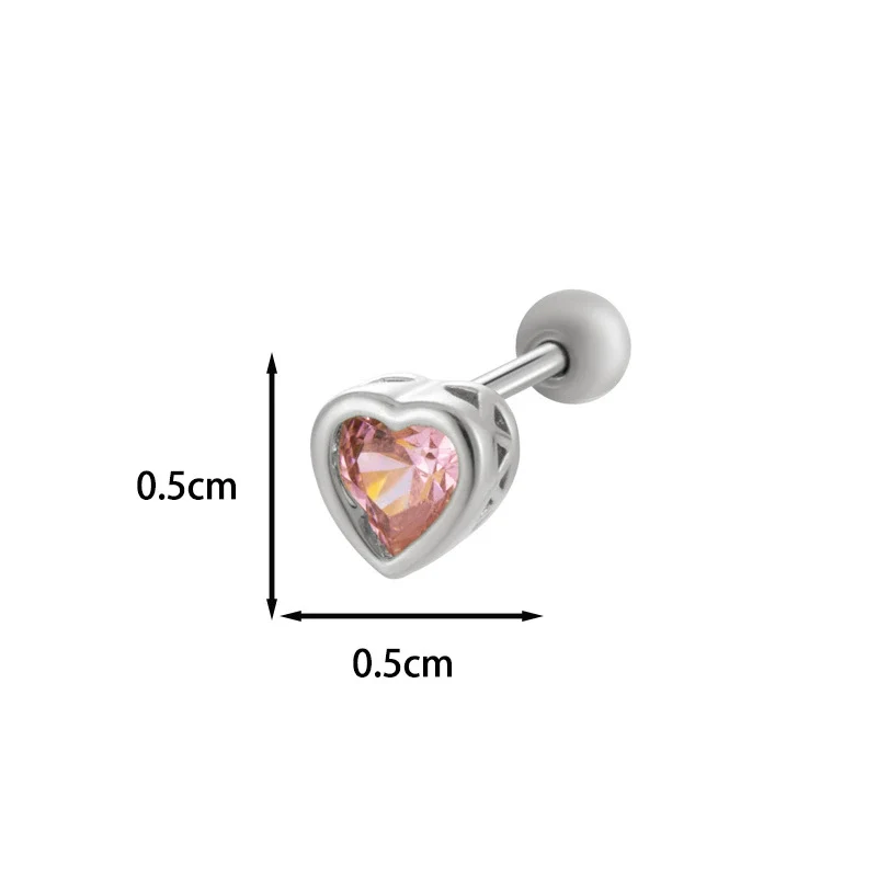 Titanium Steel Heart Shaped Inlaid Zircon Women's Piercing Earrings With Small Fresh Style - Image 12