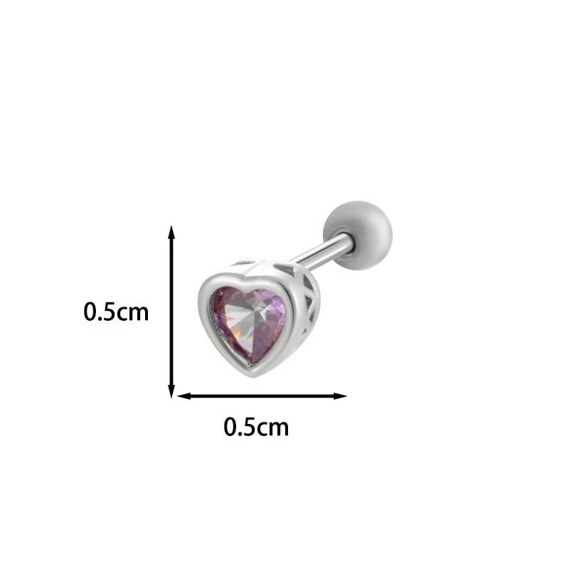 Titanium Steel Heart Shaped Inlaid Zircon Women's Piercing Earrings With Small Fresh Style - Image 13