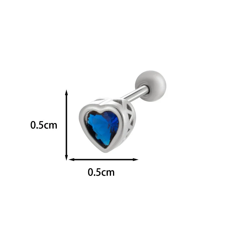 Titanium Steel Heart Shaped Inlaid Zircon Women's Piercing Earrings With Small Fresh Style - Image 14