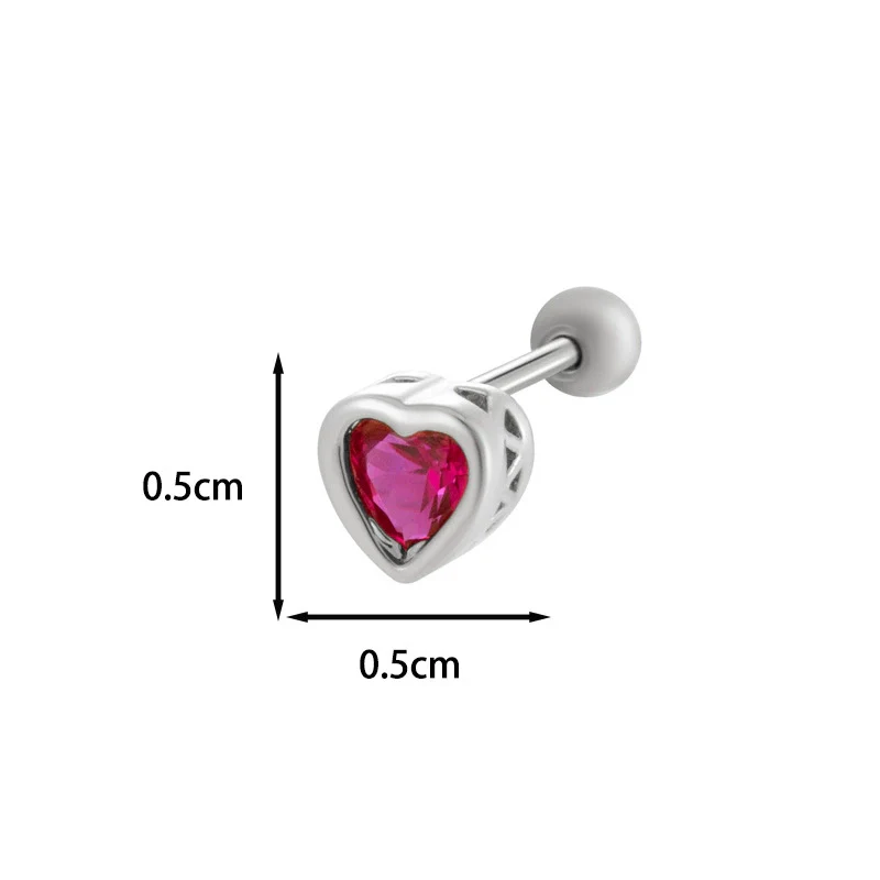 Titanium Steel Heart Shaped Inlaid Zircon Women's Piercing Earrings With Small Fresh Style - Image 15