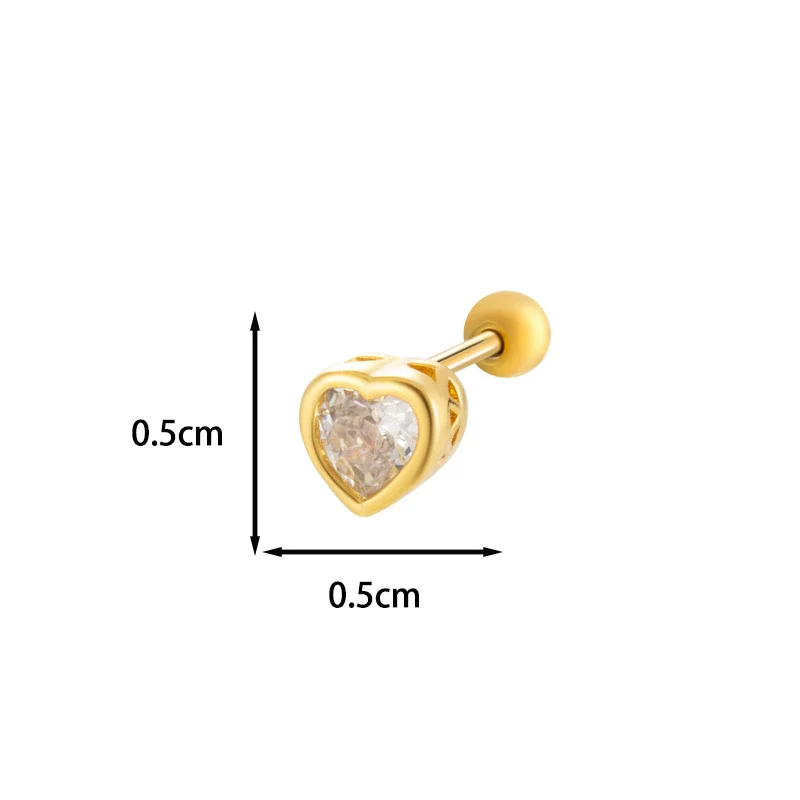 Titanium Steel Heart Shaped Inlaid Zircon Women's Piercing Earrings With Small Fresh Style - Image 6