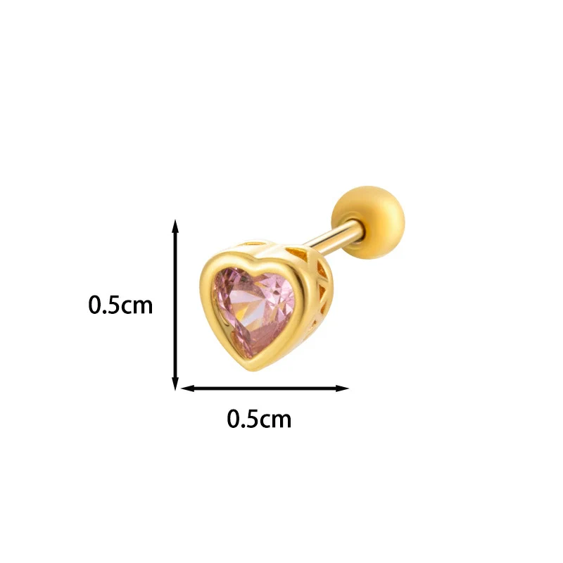 Titanium Steel Heart Shaped Inlaid Zircon Women's Piercing Earrings With Small Fresh Style - Image 7