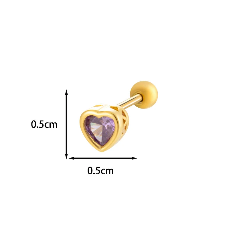 Titanium Steel Heart Shaped Inlaid Zircon Women's Piercing Earrings With Small Fresh Style - Image 8