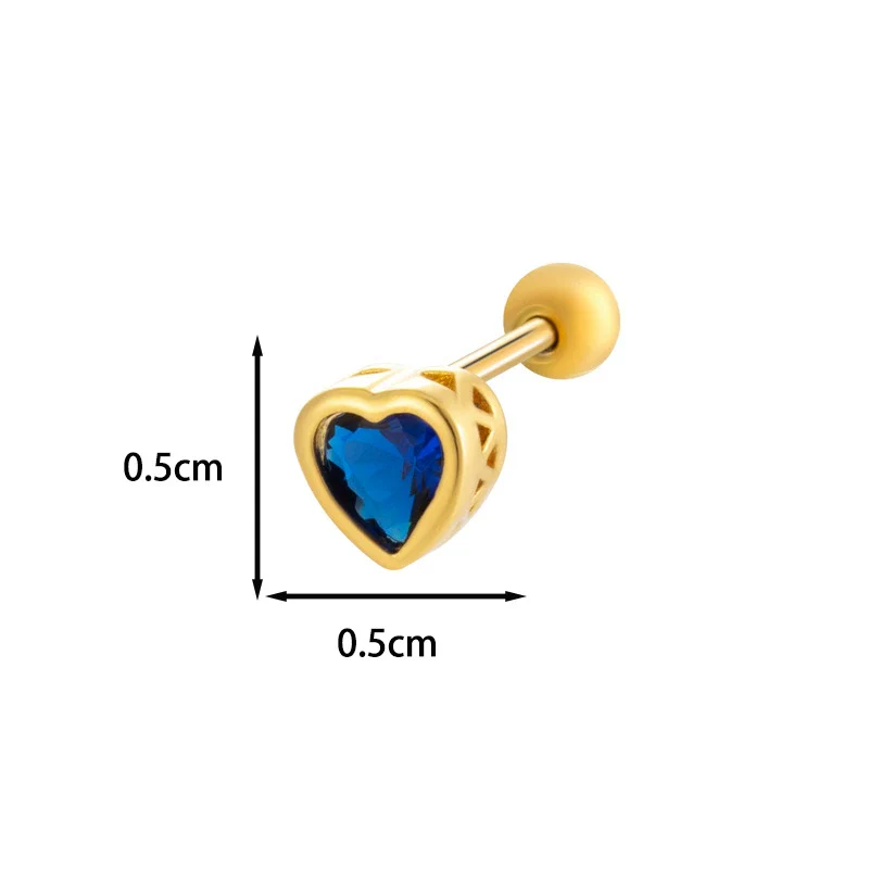 Titanium Steel Heart Shaped Inlaid Zircon Women's Piercing Earrings With Small Fresh Style - Image 9