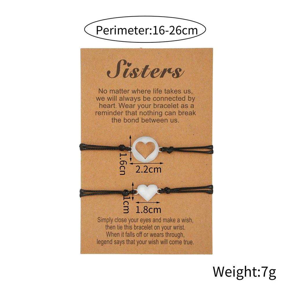 Titanium Steel Heartshaped Geometry Style Adjustable Unisex Bracelet 2Piece Set - Image 2