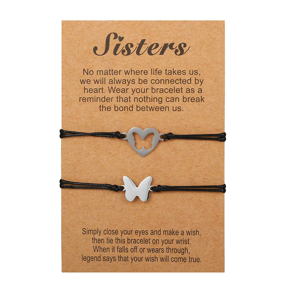 Titanium Steel Heartshaped Geometry Style Adjustable Unisex Bracelet 2Piece Set - Image 7