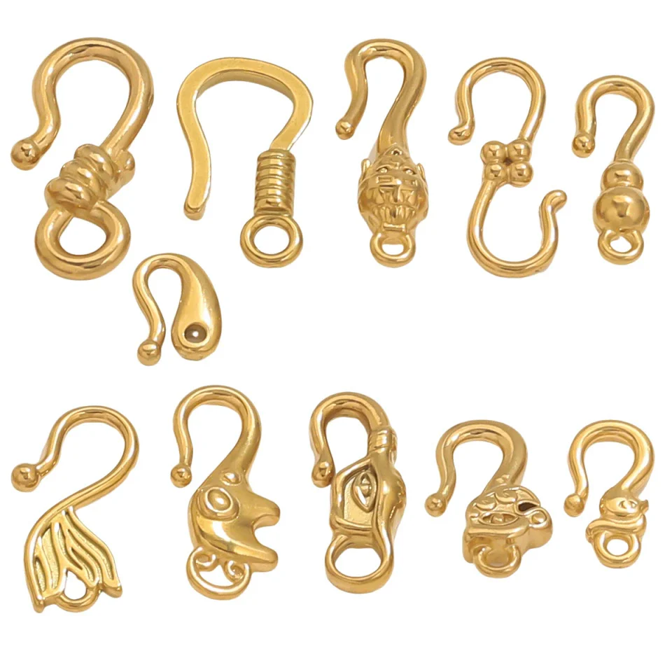 Titanium Steel Hook Buckles Jewelry Connecting Buckles For Bracelets Necklaces Handmade Diy Accessories With Totem Pattern Electroplated - Image 2