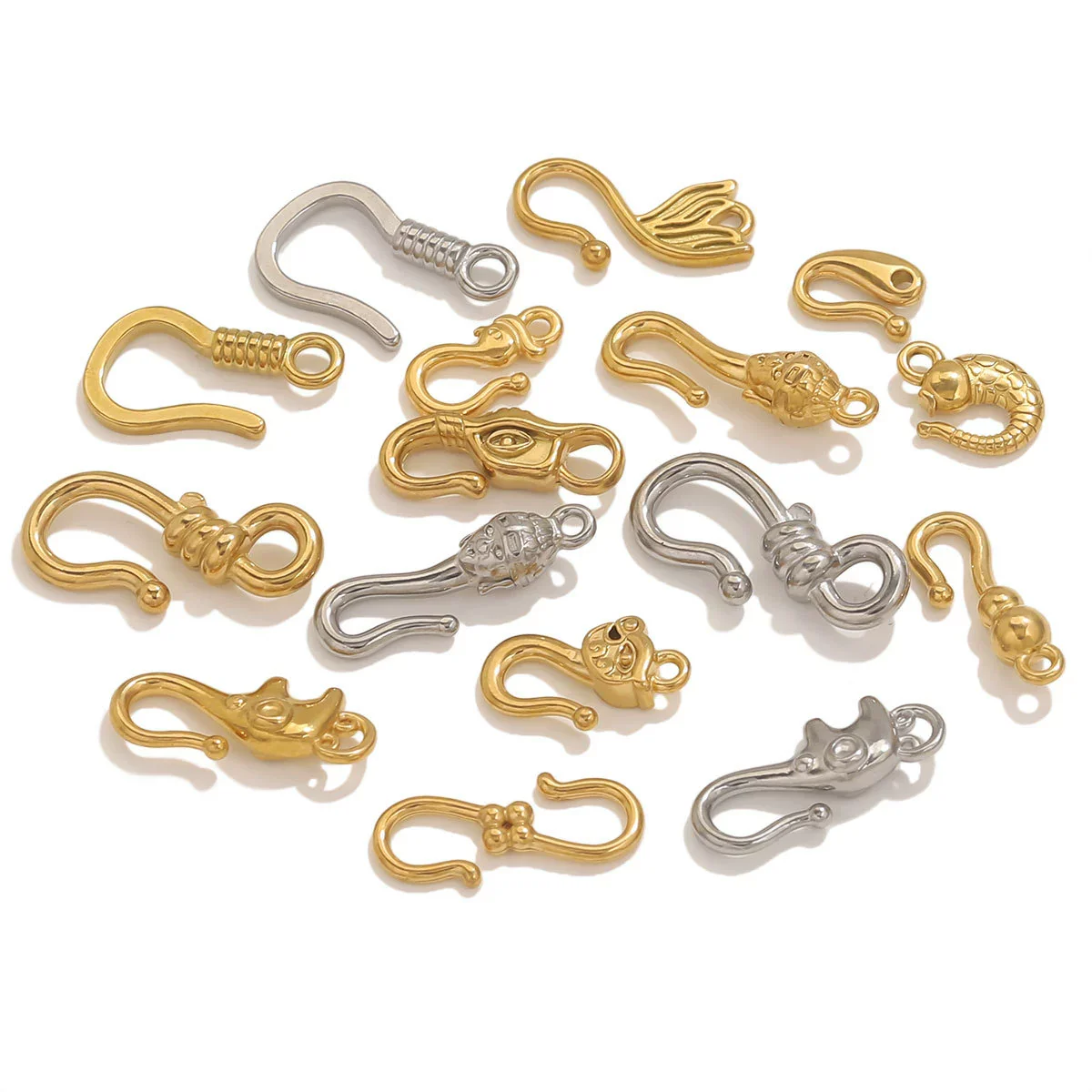 Titanium Steel Hook Buckles Jewelry Connecting Buckles For Bracelets Necklaces Handmade Diy Accessories With Totem Pattern Electroplated - Image 4