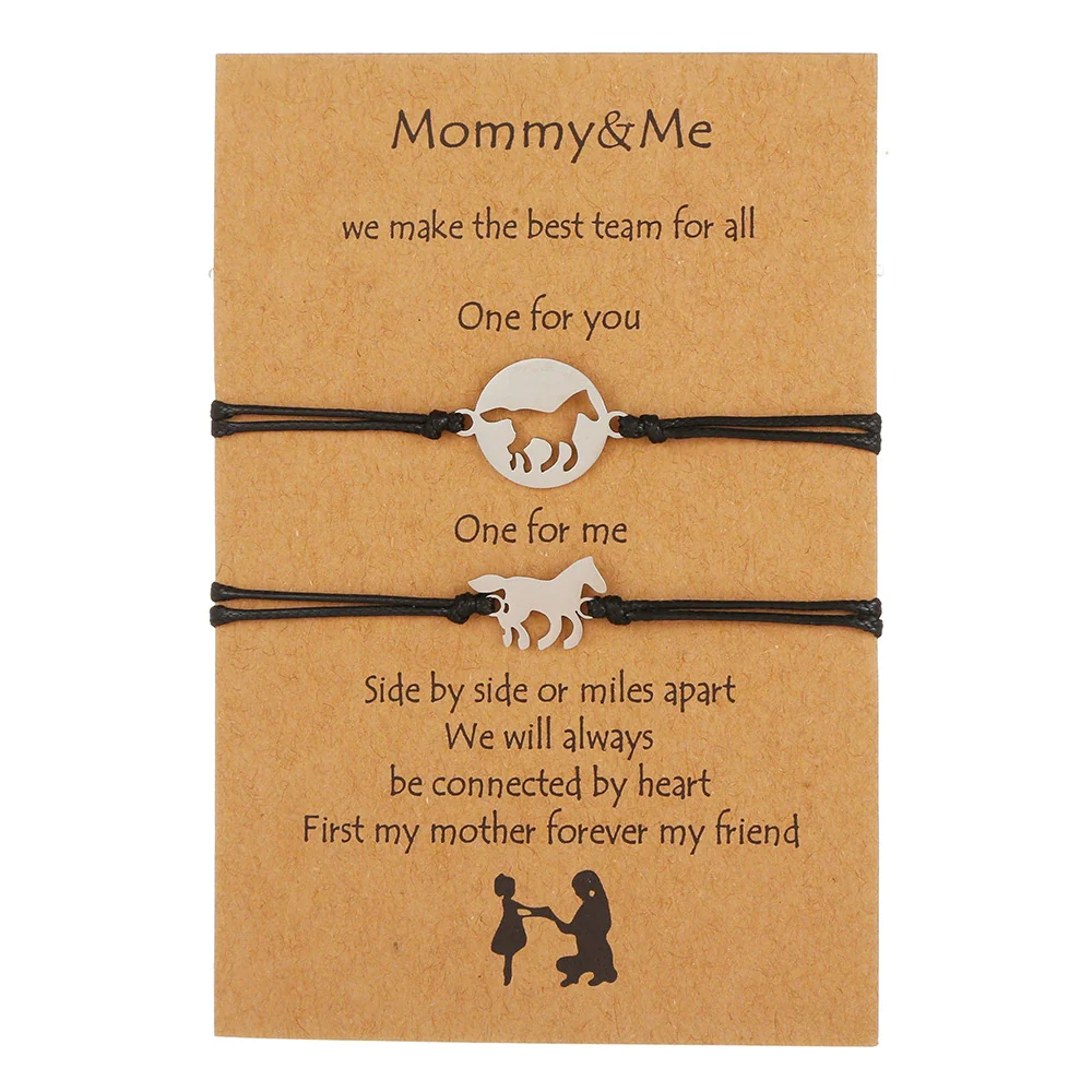 Titanium Steel Horse Animals Zodiac Bracelet Set For Parentchild Couple Friends