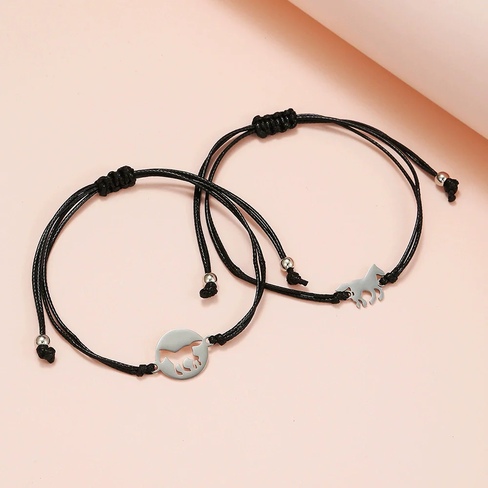 Titanium Steel Horse Animals Zodiac Bracelet Set For Parentchild Couple Friends - Image 3