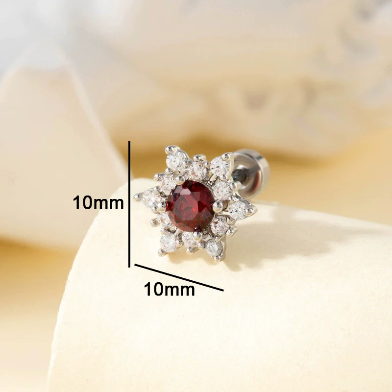 Titanium Steel Inlaid Zircon Snowflake Earrings For Women - Image 5