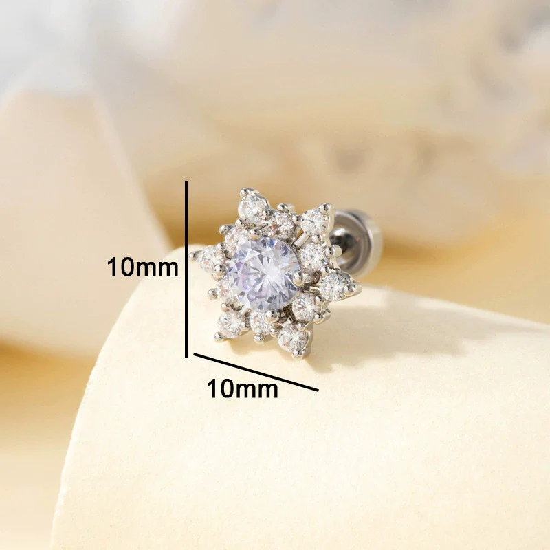 Titanium Steel Inlaid Zircon Snowflake Earrings For Women - Image 6