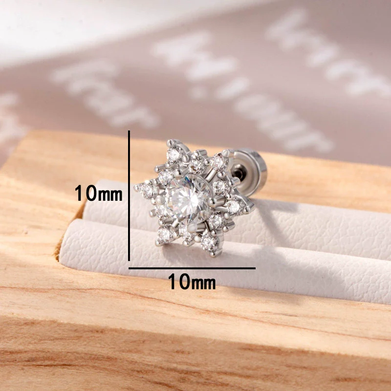 Titanium Steel Inlaid Zircon Snowflake Earrings For Women - Image 7
