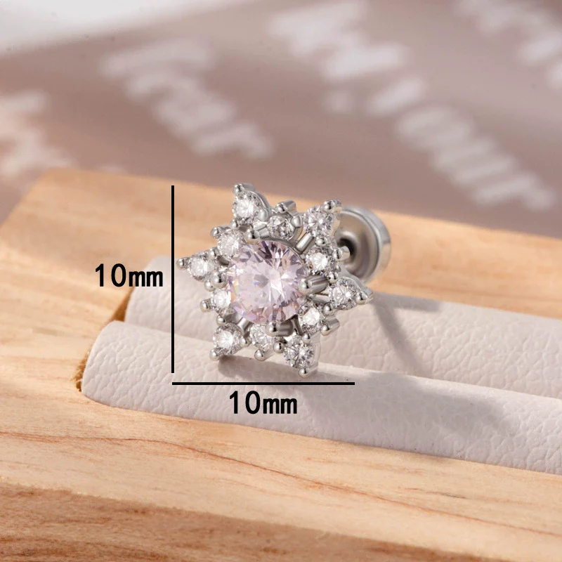 Titanium Steel Inlaid Zircon Snowflake Earrings For Women - Image 8