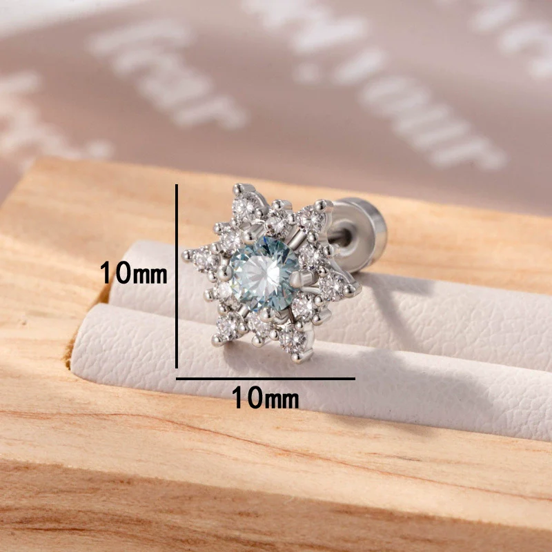 Titanium Steel Inlaid Zircon Snowflake Earrings For Women - Image 9
