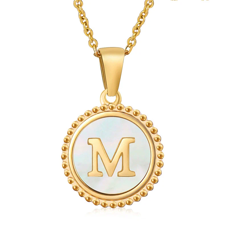 316L Stainless Steel Letter Coin Necklace 18K Gold Plated Women's Fashion - Image 16