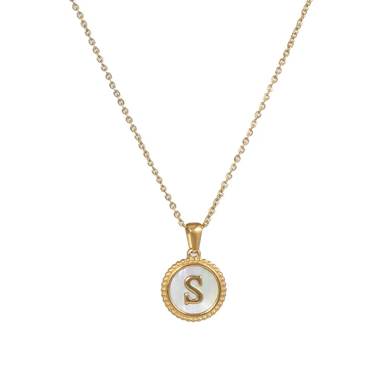 316L Stainless Steel Letter Coin Necklace 18K Gold Plated Women's Fashion - Image 2