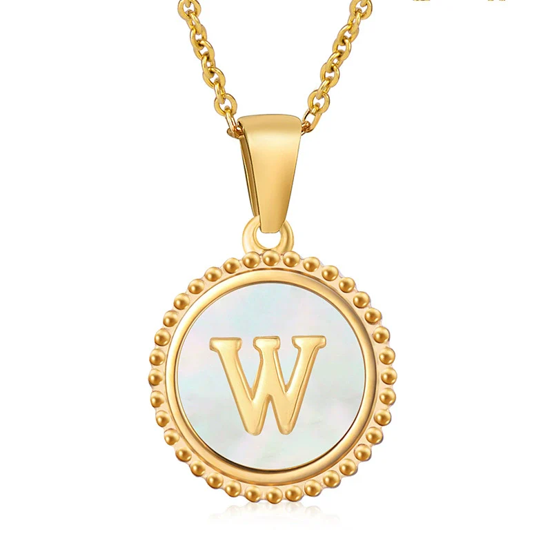 316L Stainless Steel Letter Coin Necklace 18K Gold Plated Women's Fashion - Image 26