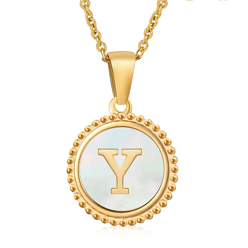 316L Stainless Steel Letter Coin Necklace 18K Gold Plated Women's Fashion - Image 28