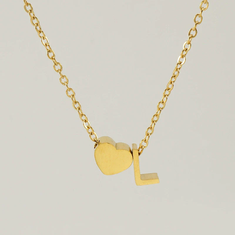 316L Stainless Steel Love Letter Necklace With English Letter Pendant And Cross Chain - Image 14