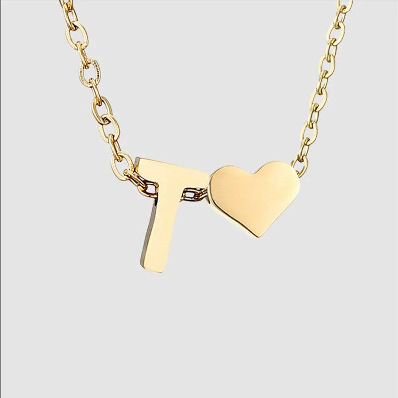 316L Stainless Steel Love Letter Necklace With English Letter Pendant And Cross Chain - Image 22