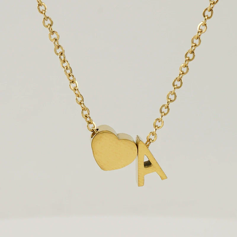 316L Stainless Steel Love Letter Necklace With English Letter Pendant And Cross Chain - Image 3