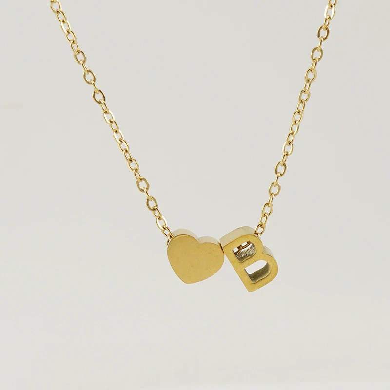 316L Stainless Steel Love Letter Necklace With English Letter Pendant And Cross Chain - Image 6