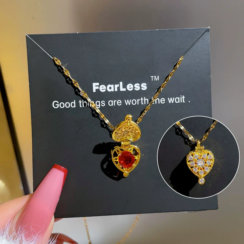 Titanium Steel Love Magic Box Zircon Necklace With Geometric And Cartoon Design And Diamond Styling - Image 3