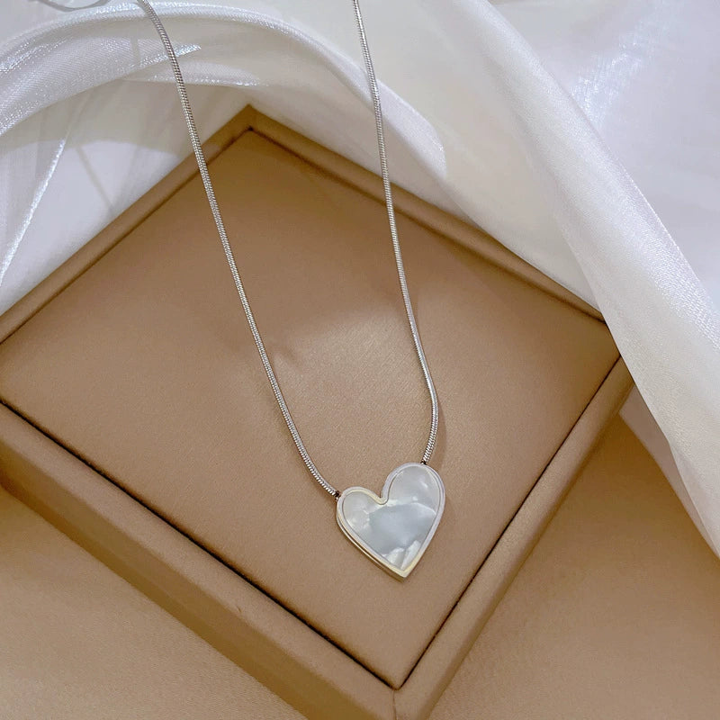 Titanium Steel Love Motherofpearl Normcore Style Cartoon Geometric Furnace Real Gold Plated Necklace For Women - Image 6