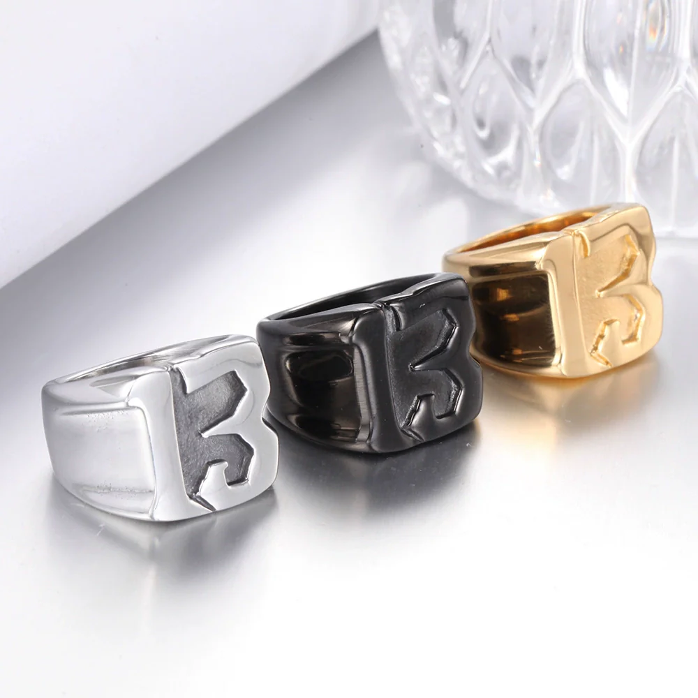 Titanium Steel Men's Ring With Letters And Numbers Polished - Image 4