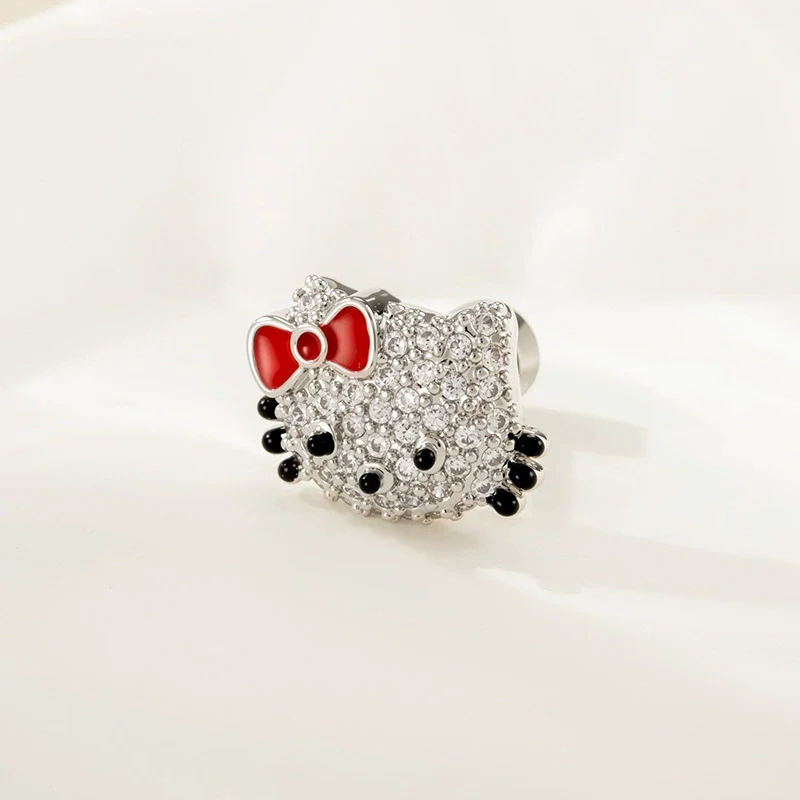 Titanium Steel Microinlaid Zircon Animal Zodiac Cat Head Ear Nail - Image 9