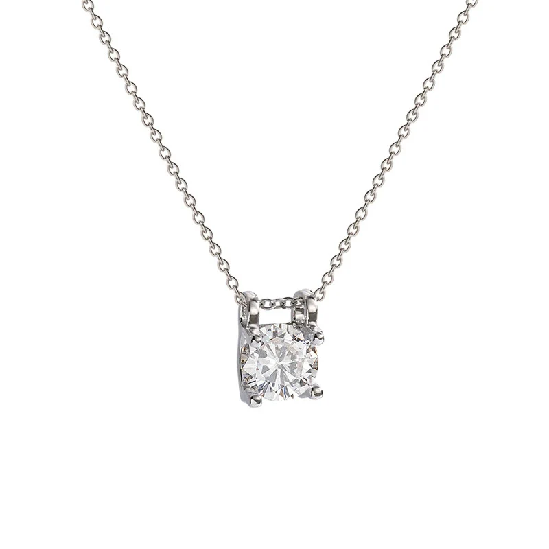 Titanium Steel Necklace With Geometric Zircon Pendant And Diamond Design For Women - Image 5