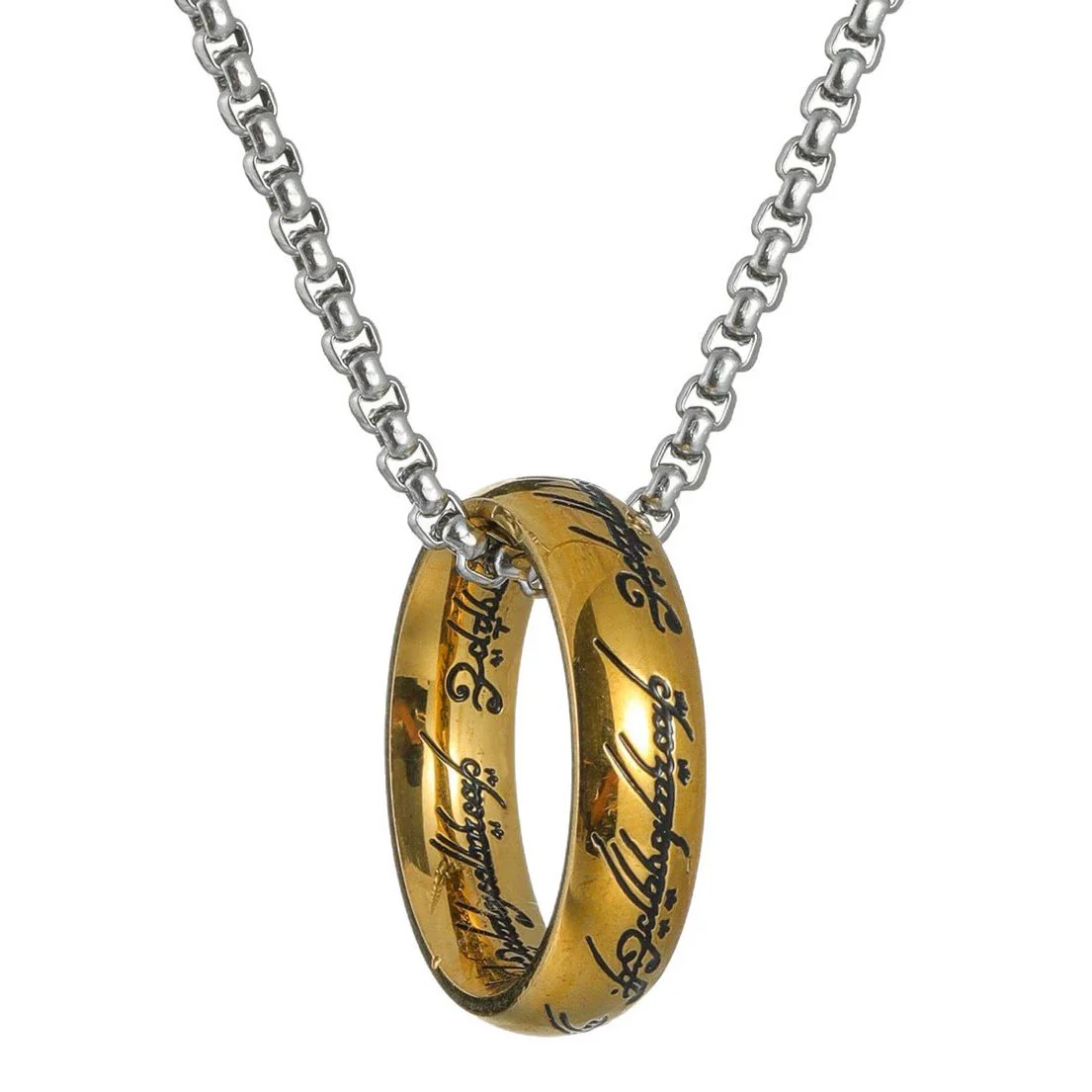 Titanium Steel Necklace With Magic Ring Pendant Electroplated With Letters Numbers Text For Men - Image 5