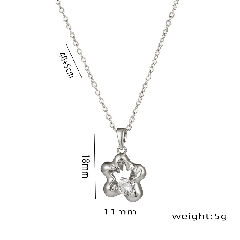 Titanium Steel Ochain Necklace For Women With Fivepointed Star Inlaid Zircon And Diamond Design Vacuum Furnace Electroplated - Image 3