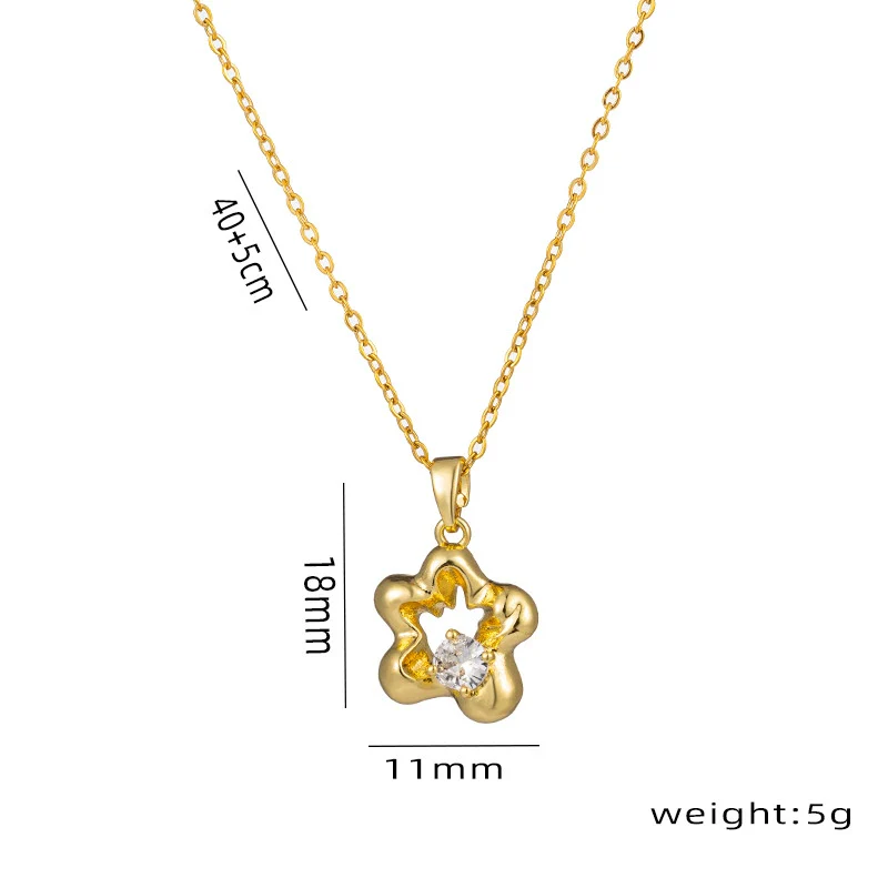 Titanium Steel Ochain Necklace For Women With Fivepointed Star Inlaid Zircon And Diamond Design Vacuum Furnace Electroplated - Image 4
