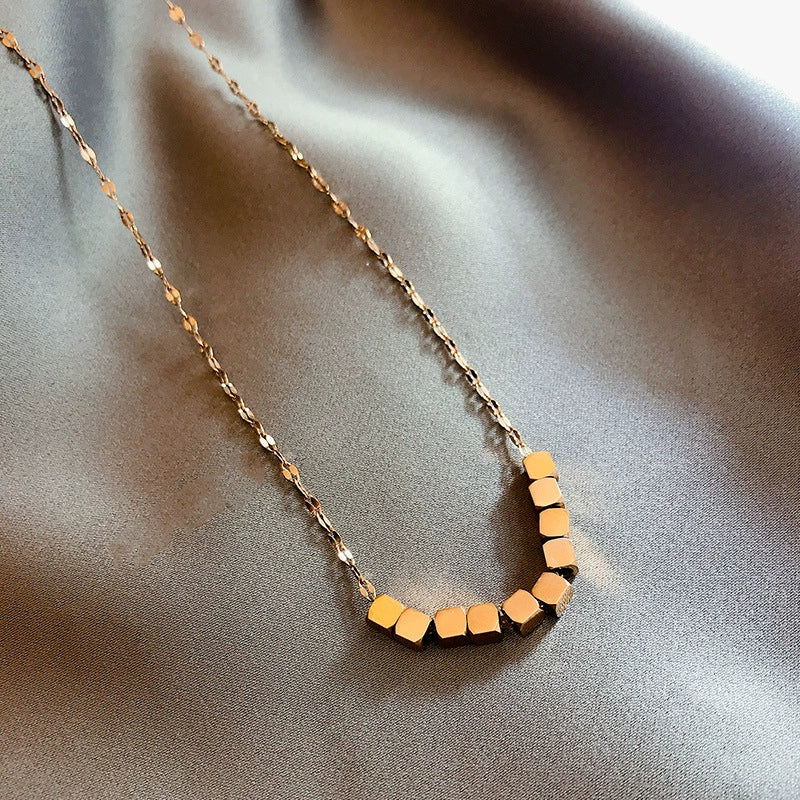 Titanium Steel Octagonal Geometric Light Luxury Women's Necklace With Electroplating And Blade Chain - Image 3