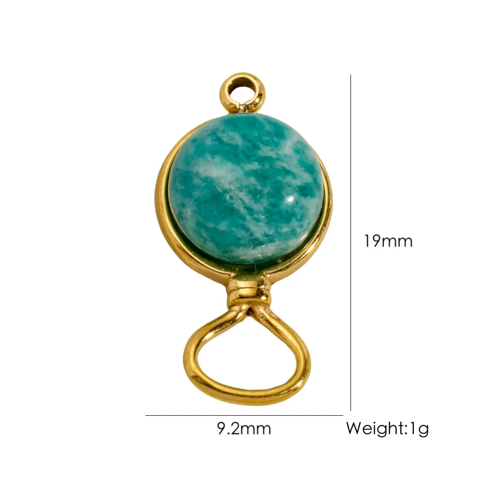 Titanium Steel Pendant With Oildrip Inlaid Diamonds And Natural Stone Stainless Steel Furnace Gold Accessories Geometric Style Electroplated - Image 16