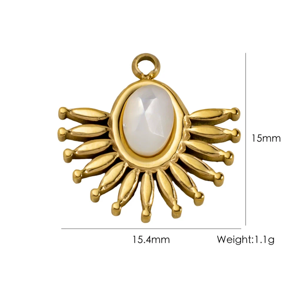 Titanium Steel Pendant With Oildrip Inlaid Diamonds And Natural Stone Stainless Steel Furnace Gold Accessories Geometric Style Electroplated - Image 21