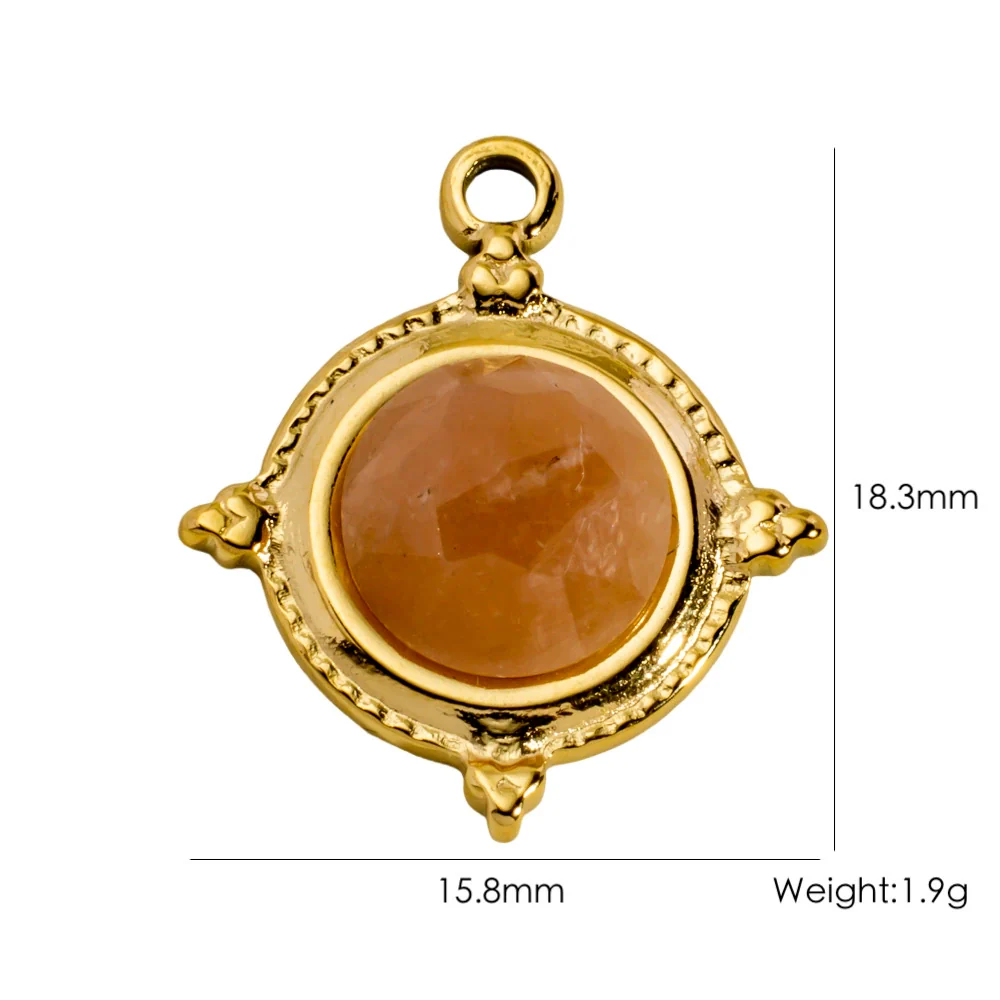 Titanium Steel Pendant With Oildrip Inlaid Diamonds And Natural Stone Stainless Steel Furnace Gold Accessories Geometric Style Electroplated - Image 23